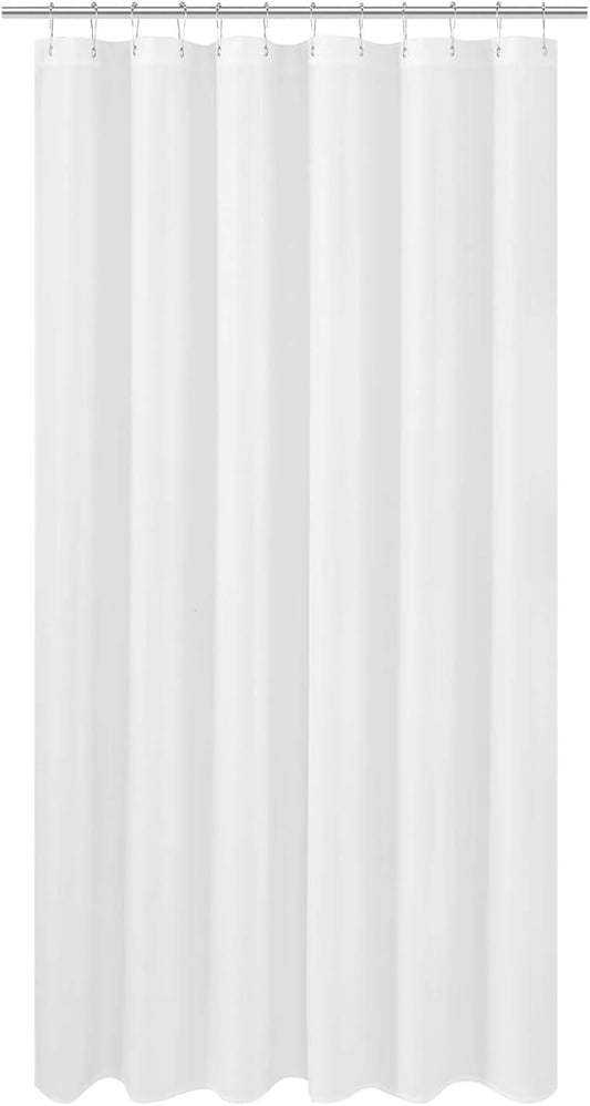 N&Y HOME Extra Long Fabric Shower Curtain or Liner 72 x 94 inch, Hotel Quality, Washable, White Bathroom Curtains with Grommets, 72x94