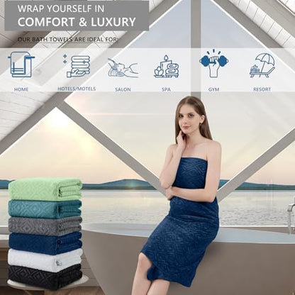 Bath Towel Set of 4 Extra Large Bath Sheet 35"x70" Oversized Bath Towel Soft Microfiber Bathroom Towel for Adults Highly Absorbent Quick Dry Towel Set for Bathroom,Hotel,Shower Towel Bath Sheet Navy