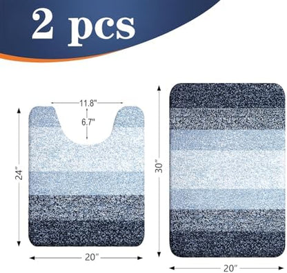 OLANLY Micorfiber Bathroom Rug Set 2 Piece, 30"x20"+U-Shaped 24"x20"