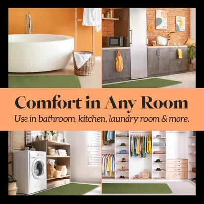 Memory Foam Bath Mat Non Slip Absorbent Super Cozy Velvet Bathroom Rug Carpet (72 inches X 24 inches, Green)