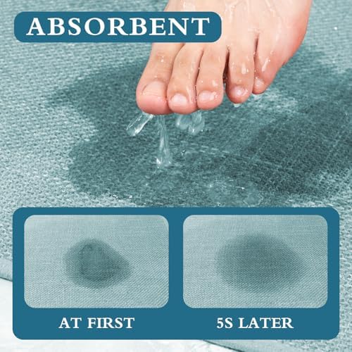 YIHOUSE Bathroom Rugs Thin Bath Mat Sets 4 Pieces Quick Dry,Blue