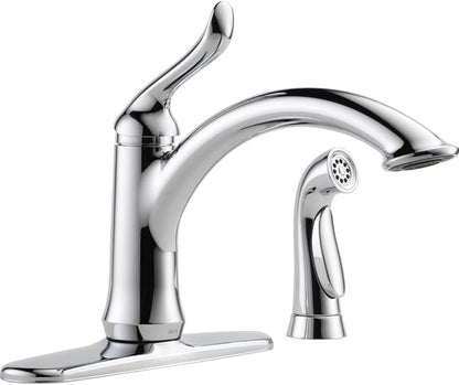 Delta Faucet Linden Single-Handle Kitchen Faucet with Side Sprayer, Chrome Kitchen Sink Faucet, Kitchen Faucet with Sprayer, Chrome 4453-DST