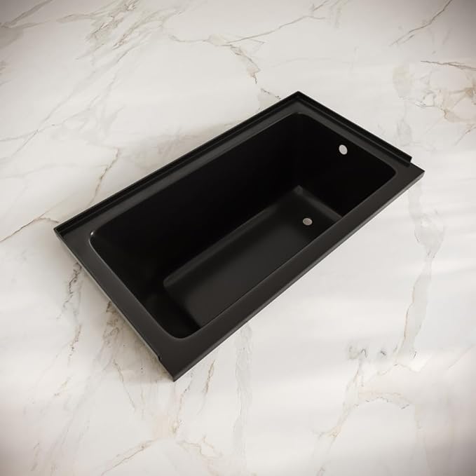 Swiss Madison Voltaire 54 x 30 Right Drain Soaking Alcove Bathtub in Glossy Black