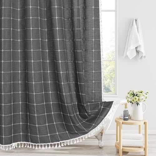 Gibelle Extra Long Boho Farmhouse Shower Curtain for Bathroom 72x84