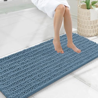 Smiry Bathroom Rugs 47X20, Extra Soft Rubber Backing Chenille Bath Mats