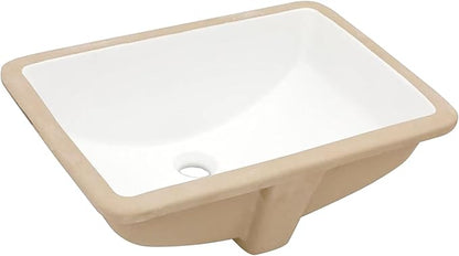 Sarlai Undermount Bathroom Sink White - 19.4 x 13.7 inch Rectangular Undermount Vessel Sink Modern White Ceramic Rectangle Sink, Vanity Sink Art Basin with Overflow, Interior Bowl Size 17.3"x11.6"