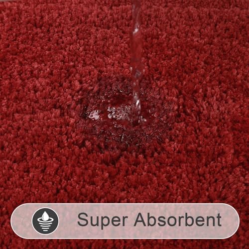 SHACOS Soft Microfiber Bathroom Rugs Set of 2 Pieces, Red