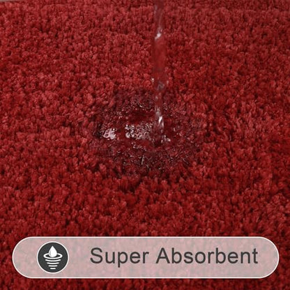 SHACOS Soft Microfiber Bathroom Rugs Set of 2 Pieces, Red