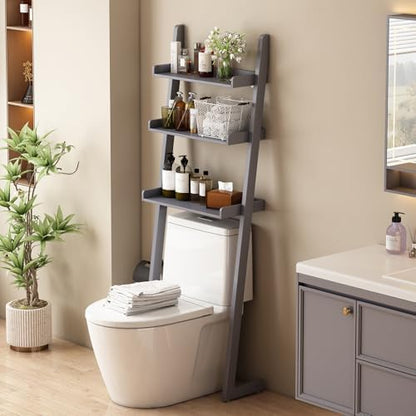 3-Tier Bathroom Over Toilet Storage for Small Space (Grey)