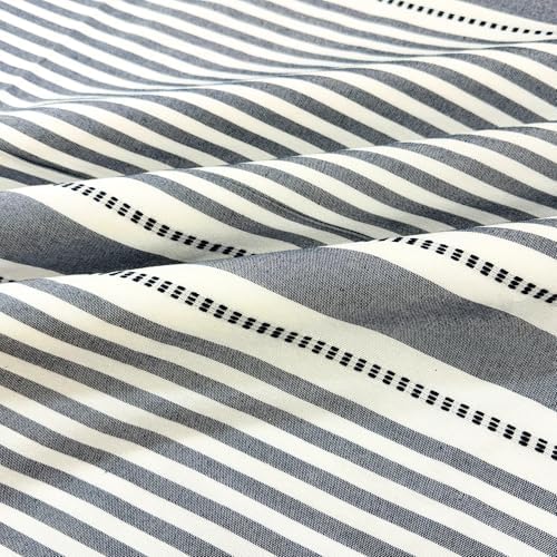 Serafina Home Nautical Denim Blue & White Cotton Fabric Shower Curtain
