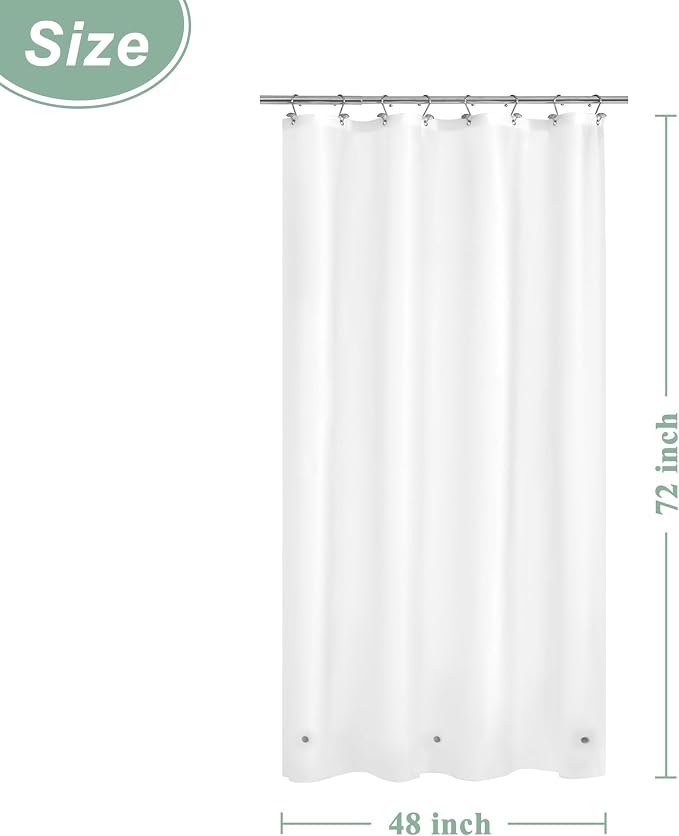 Mrs Awesome 48x72 Stall Shower Curtain Liner Frost | 3 Bottom Magnets,8 Rustproof Grommets,Water Proof Light Weight PEVA,48W x 72H for Shower Stall Narrow Width