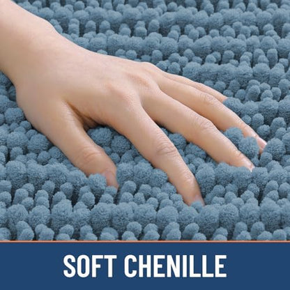 Smiry Bathroom Rugs 40X24, Extra Soft Rubber Backing Chenille Bath Mats