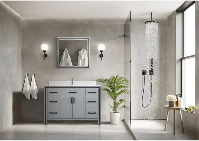 Ziva 48 in W x 22 in D Dark Grey Bath Vanity and Cultured Marble Top
