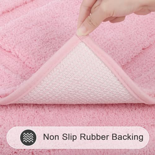 SHACOS Soft Microfiber Bathroom Rugs Set of 2 Pieces, Pink