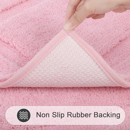 SHACOS Soft Microfiber Bathroom Rugs Set of 2 Pieces, Pink