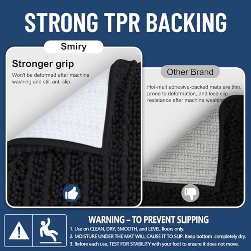 Smiry Bathroom Rugs 44X32, Extra Soft Rubber Backing Chenille Bath Mats