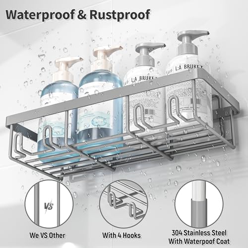 Liuoud 10 Pack Shower Caddy for Inside Shower, Grey Bathroom Storage Decor