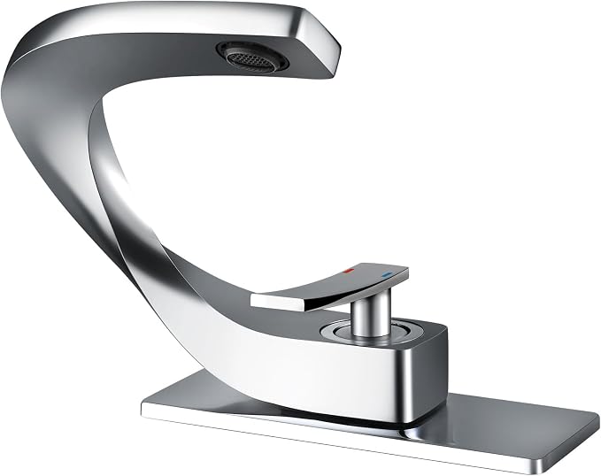 Single Hole Bathroom Sink Faucets,Brass Vainty Faucet Chrome Finish | Lead-Free, Single Handle Faucet for Sink, Vanity, RV, Lavatory, Suitable for 1 or 3 Holes Faucet