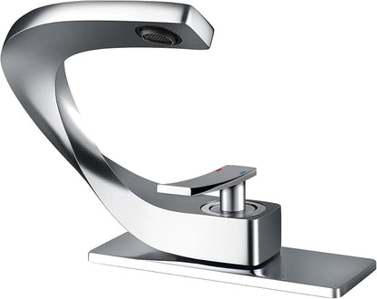 Single Hole Bathroom Sink Faucets,Brass Vainty Faucet Chrome Finish | Lead-Free, Single Handle Faucet for Sink, Vanity, RV, Lavatory, Suitable for 1 or 3 Holes Faucet