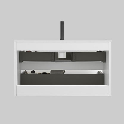 36" Bathroom Vanity with Sink, Modern Floating Vanity with Double Soft-Closing Drawers, Large Storage for Small Space, Glossy White, Fully Assembled - Iris Collection