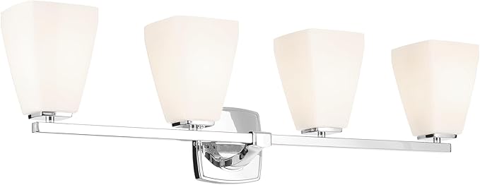 Kichler Marant 33.25" 4-Light Vanity Light with Opal Glass in Chrome, for Bathroom, Powder Room, Over a Mirror, (33.25" W x 9.5" H), 55217CH