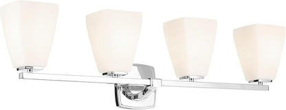 Kichler Marant 33.25" 4-Light Vanity Light with Opal Glass in Chrome, for Bathroom, Powder Room, Over a Mirror, (33.25" W x 9.5" H), 55217CH