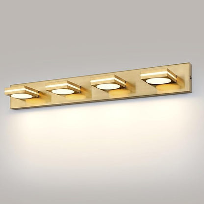 Bathroom Light Fixtures, Gold Vanity Light Modern LED Acrylic Lighting Fixtures, Bathroom Accessories Dimmer Lamps, 3CCT, 30-inch
