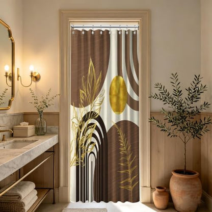 Brown and Gold Stall Shower Curtain, 48X72 in Narrow Small, Mid Century
