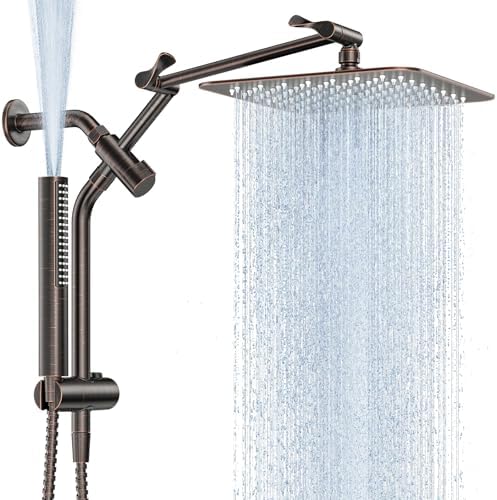 Veken All Metal 10" Oil Rubbed Bronze Rain Shower Head with Handheld Spray