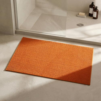 Triohero Bathroom Rugs Non Slip Washable, Super Absorbent Thin Bath Mat Small Quick Dry Low Pile Bathroom Rug, Orange 20"x30"