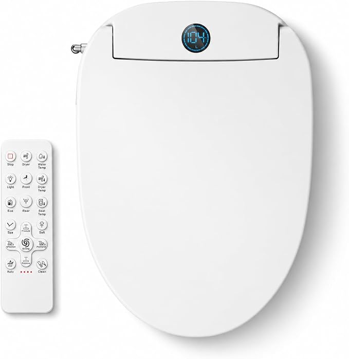GAICOM Bidet Toilet Seat Elongated, Electric Smart Heated Toilet Seat | Instant Warm Water & Dryer, Multiple Cleaning Modes, Remote Control, Self-Clean Nozzle, Soft Closed, Night Light