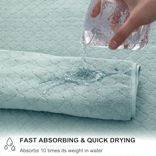 Ycosy 8-Piece Bath Towels Set,2 Oversized Bath Sheet,2 Hand Towels and 4 Washcloths - 600 GSM Soft Microfiber Highly Absorbent Quick Dry Shower Towel Collection for Bathroom Hotel and Spa,Mint Green