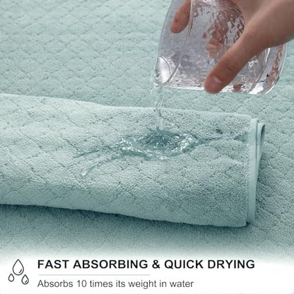 Ycosy 8-Piece Bath Towels Set,2 Oversized Bath Sheet,2 Hand Towels and 4 Washcloths - 600 GSM Soft Microfiber Highly Absorbent Quick Dry Shower Towel Collection for Bathroom Hotel and Spa,Mint Green