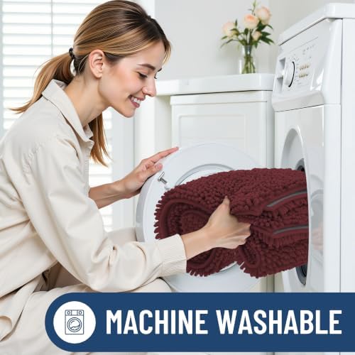 Smiry Bathroom Rugs 24X16, Luxury Chenille Extra Soft Absorbent Bath Mat
