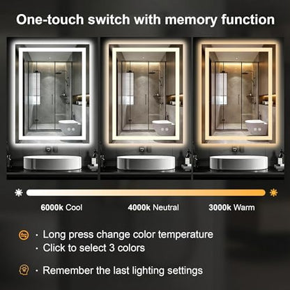 32x24 LED Bathroom Mirror with Lights, Lighted Vanity Mirror for Wall