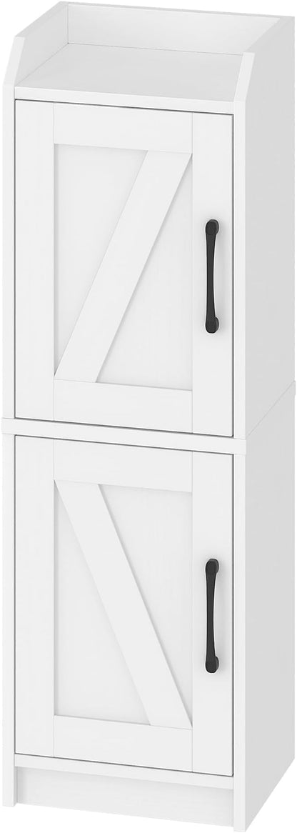 Bathroom Storage Cabinet, Small Corner Floor Cabinet with Door and Shelves, Narrow Bathroom Organizer and Paper Storage with Adjustable Shelves, for Small Spaces, White BC27113X
