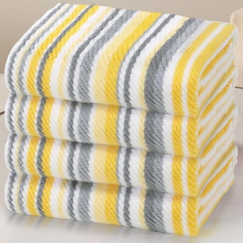VOOVA & MOVAS Yellow Bath Towels 4 Pack, 100% Cotton, 28x52 in