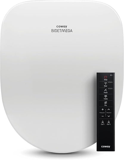 Coway Electronic Bidet Round Toilet Seat with Instantaneous Water Heating, Heated Seat and Dryer, Auto Open and Close Lid, Night Light, Deodorizer, Stainless Nozzle, Remote Control 500S