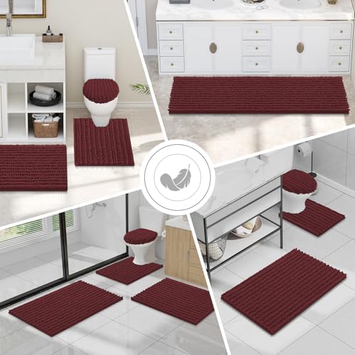 Smiry Bathroom Toilet Rugs U Shaped 24X20, Chenille Bath mats for Toilet