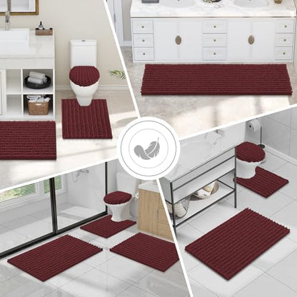 Smiry Bathroom Toilet Rugs U Shaped 24X20, Chenille Bath mats for Toilet