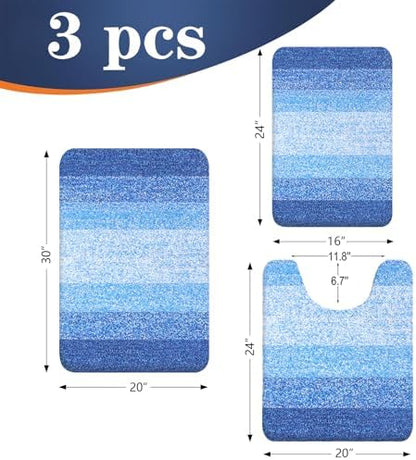 OLANLY Microfiber Bathroom Rugs Sets 3 Piece, 30"x20"+24"x16"+24"x20"