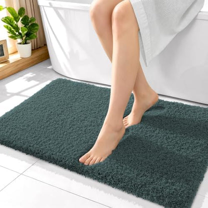 OLANLY Microfiber Bathroom Rugs 36x24, Ultra Soft Bath Mat, Blackish Green