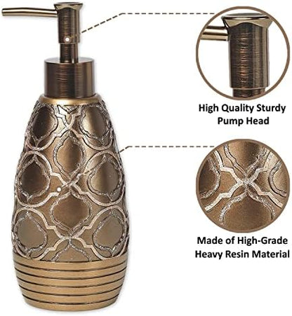 Zahari Home 4pc Spindle Stylish Bathroom Accessories Set Bathroom Soap Dispenser, Tumbler, Tooth Brush Holder and Soap Dish Modern Classic Luxury Contemporary Decor Unique Design Modern Bath Set