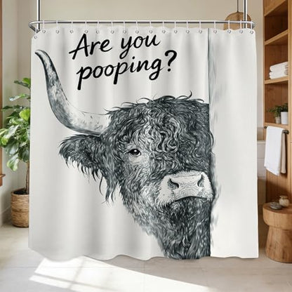 Extra Long Shower Curtain Highland Cow Clawfoot Tub, 108 x 72 in