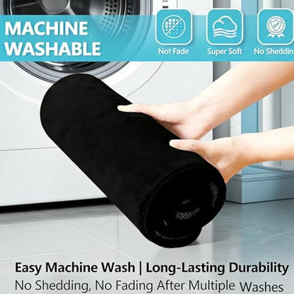 Black Bathroom Rug Set Memory Foam Bath Mats 3 Piece with Toilet Mats, Soft & Supportive, Shock Absorbing, Water Absorbent, Non-Slip Bath Rugs, Machine Washable, Area Rug, Home Decor Accessories