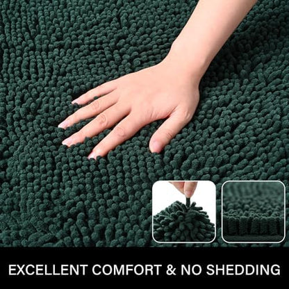 LOCHAS Luxury Bathroom Rug Shaggy Bath Mat 24 x 44 Inch, Hunter Green