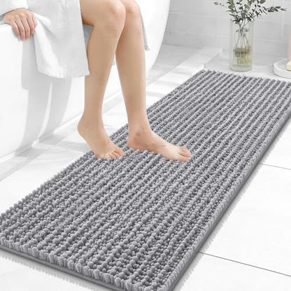 OLANLY Bathroom Runner Rugs 47x17, Thick Soft Absorbent Chenille Bath Rugs