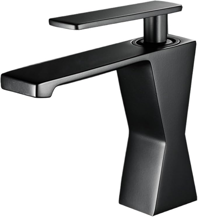 Bathroom Sink Faucet Brass Modern Cold Waterfall Deck Mounted Vessel(Black)