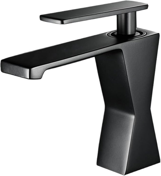 Bathroom Sink Faucet Brass Modern Cold Waterfall Deck Mounted Vessel(Black)