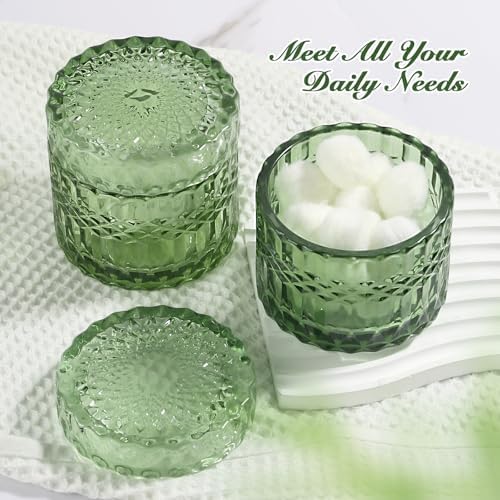 Green Bathroom Accessories Set, 4Pcs Green Bathroom Decor Accessory Sets Complete, Glass Soap Dispenser and Toothbrush Holder Set for Vintage Bathroom Countertop